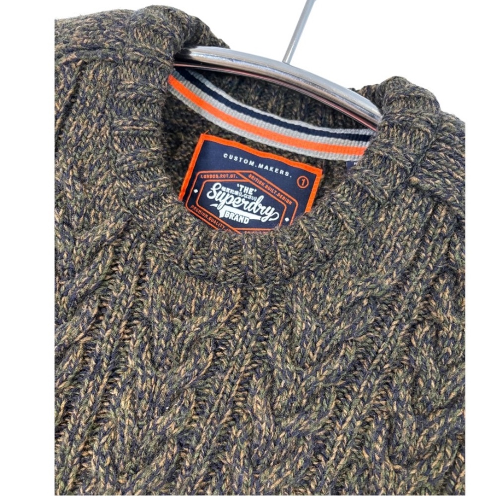 Superdry Olive Green Cable Knit Crewneck Sweater - Picture 8 of 12